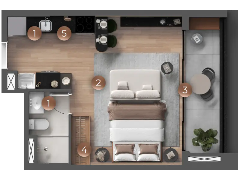 Planta 35m² Liv Stay Residence