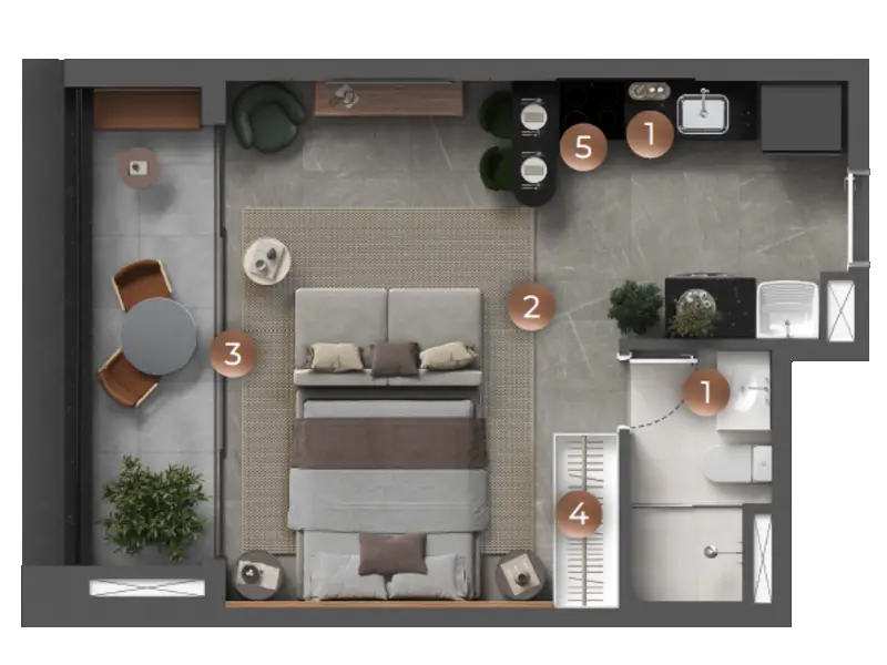 Planta 50m² Liv Stay Residence