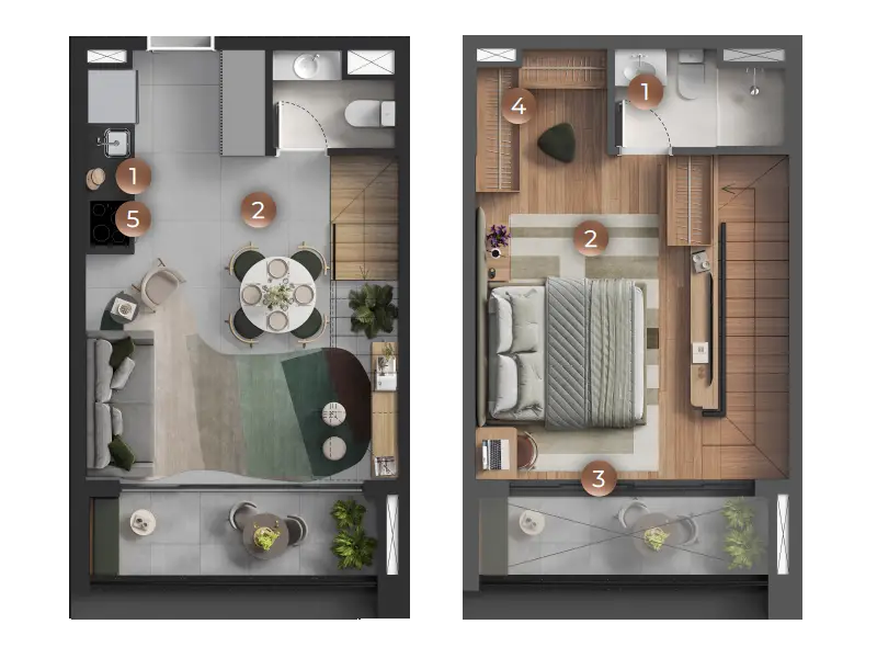 Planta Duplex 59m² Liv Stay Residence