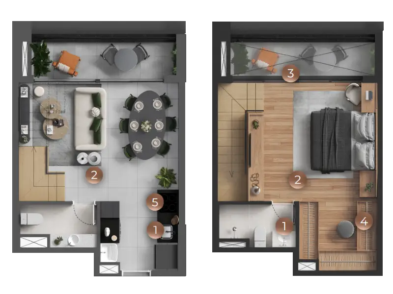 Planta Duplex 64m² Liv Stay Residence