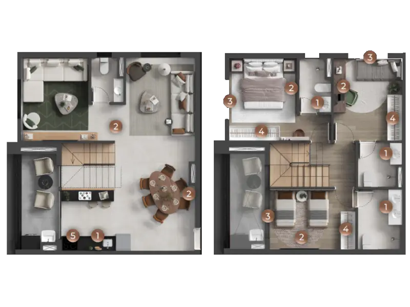 Planta Duplex Master 112m² Liv Stay Residence