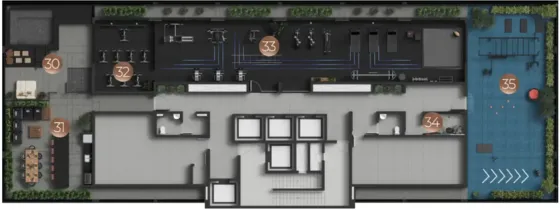 Implantação do Rooftop 29º andar - Liv Stay Residence